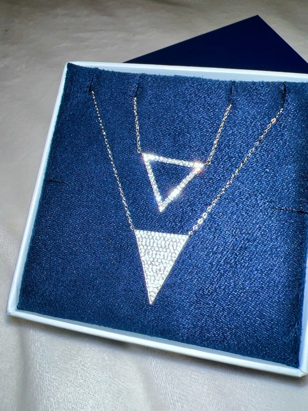 Set of Two Silver Triangle Nadri Necklaces